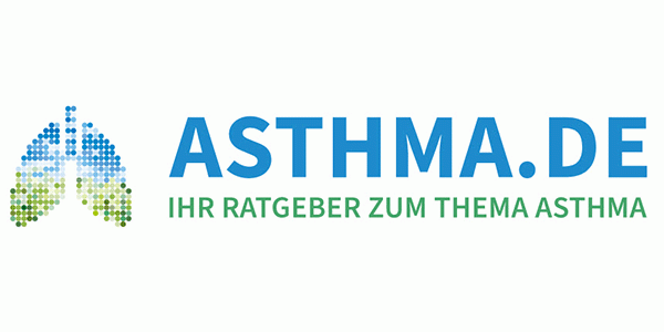 Schriftzug asthma.de – Ihr Ratgeber zum Thema Asthma nebst einer stilisierten Abbildung einer Lunge